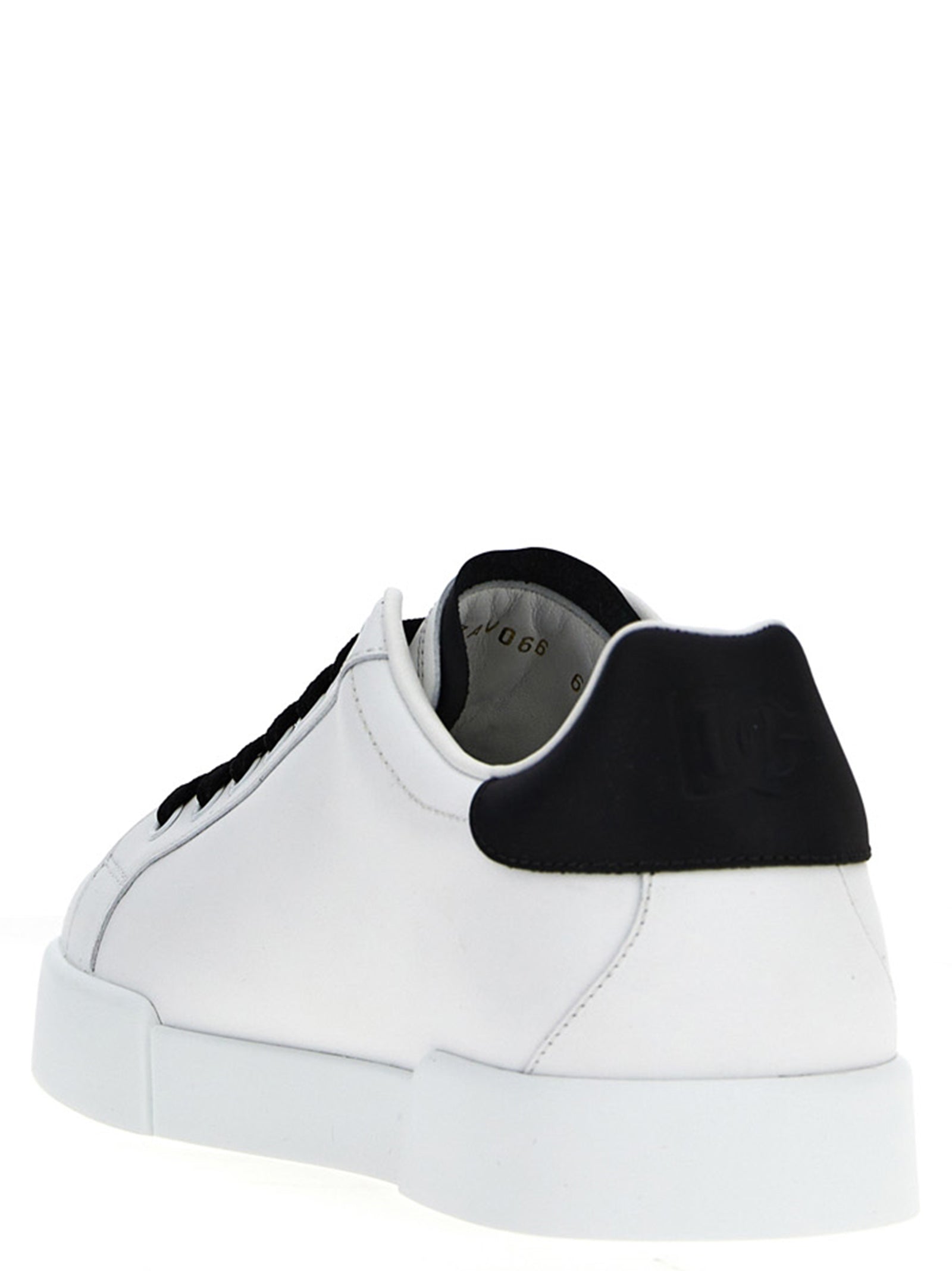 Dolce & Gabbana White & Black DG Portofino Calfskin Low Top Sneakers