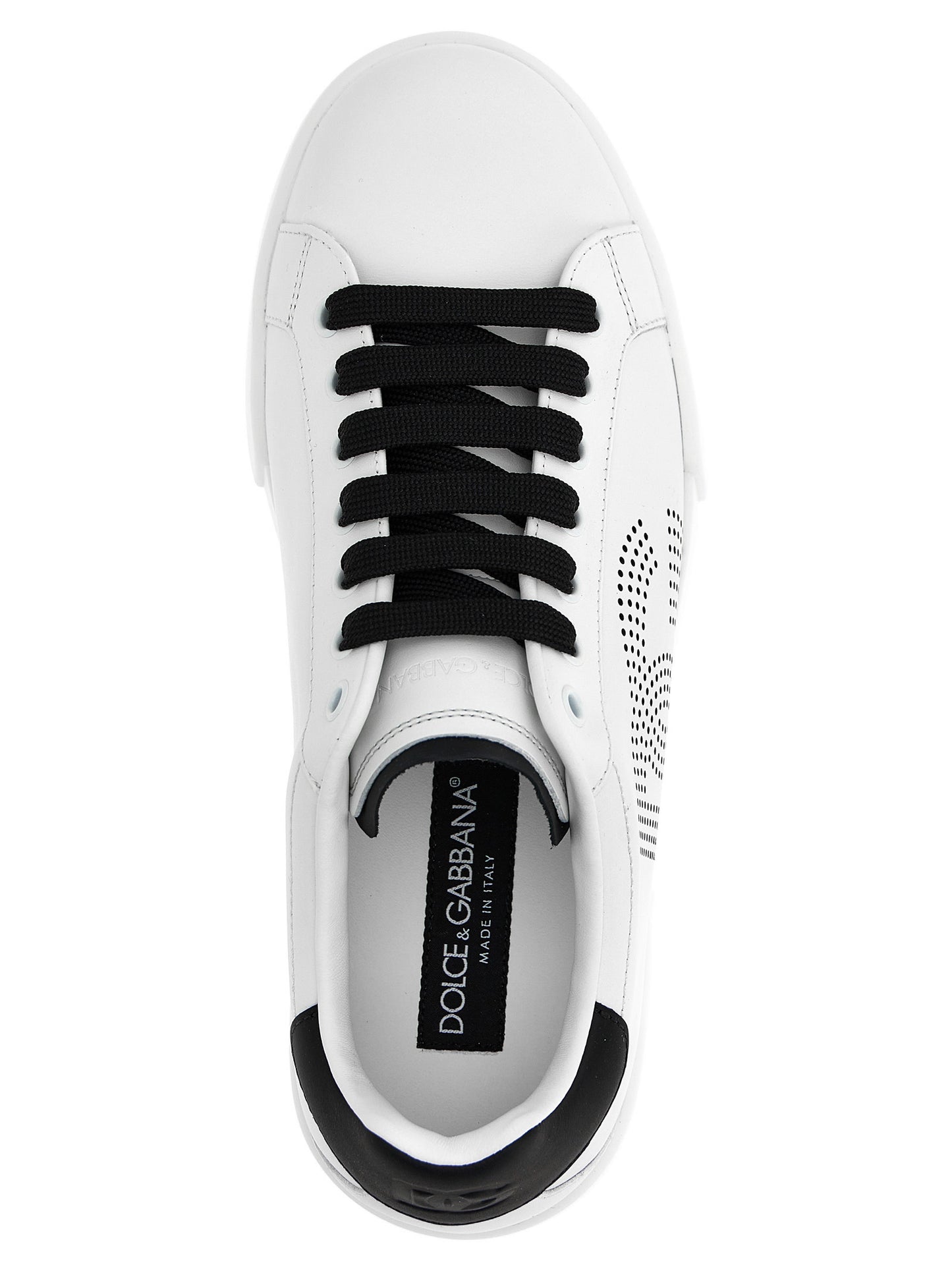Dolce & Gabbana White & Black DG Portofino Calfskin Low Top Sneakers