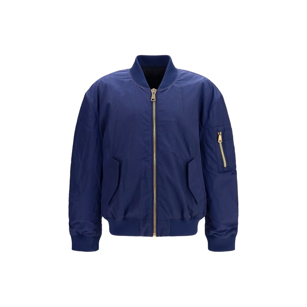 Balmain Blue Polyamide Bomber Jacket