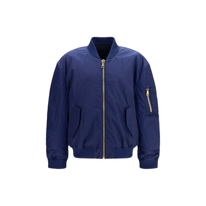Balmain Blue Polyamide Bomber Jacket