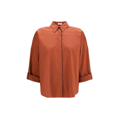 Brunello Cucinelli Brown Cotton Monili Shirt for Women