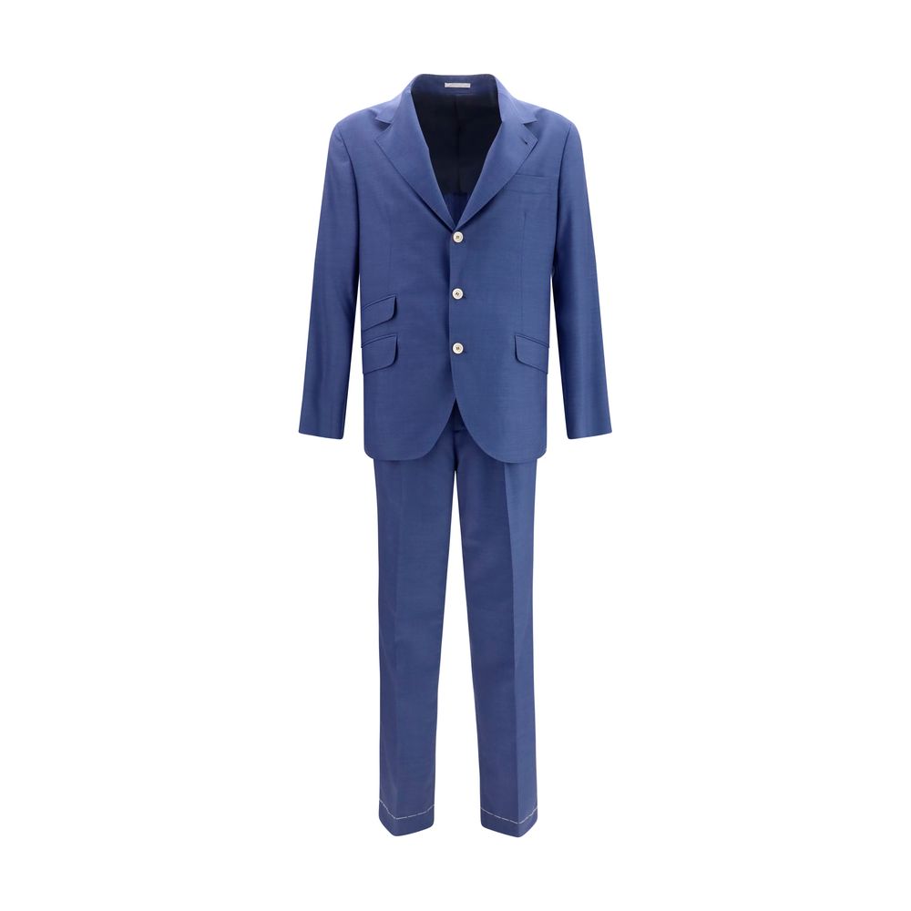 Brunello Cucinelli Blue Wool Single Breasted Two-Piece Suit