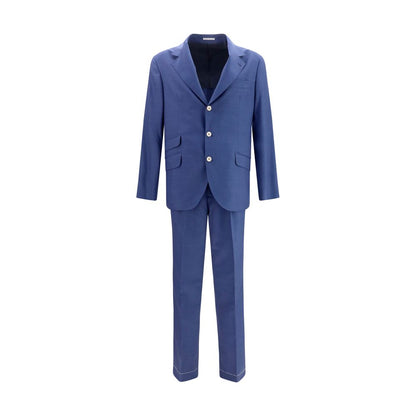 Brunello Cucinelli Blue Wool Single Breasted Two-Piece Suit