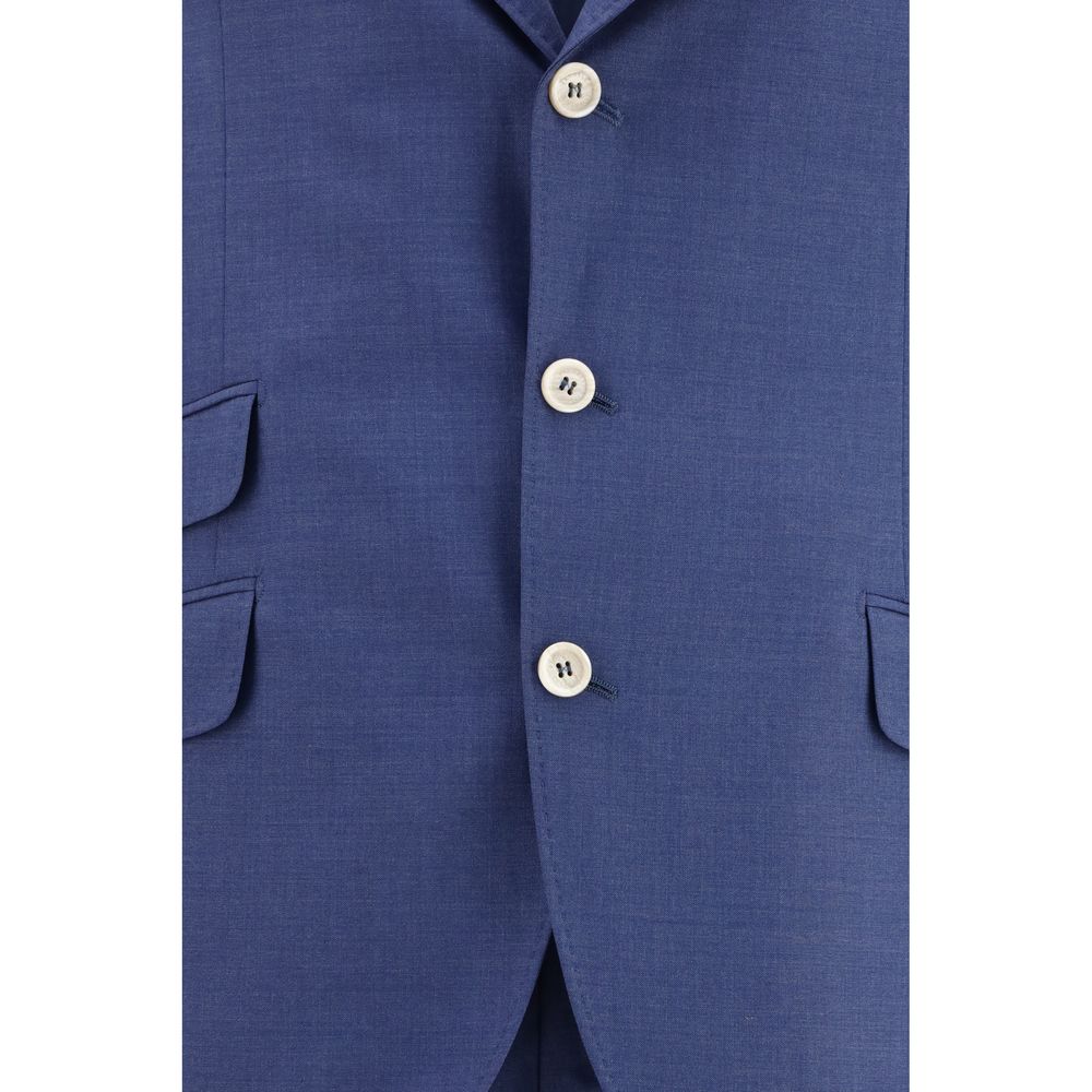 Brunello Cucinelli Blue Wool Single Breasted Two-Piece Suit