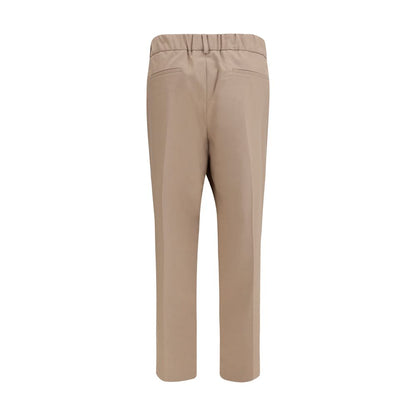 Brunello Cucinelli Beige Cotton Straight Leg Trousers for Women