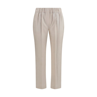 Brunello Cucinelli Beige Cotton Trousers for Women