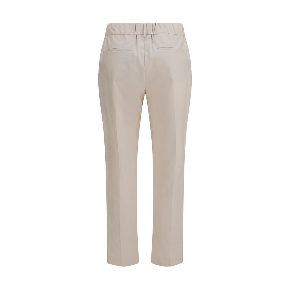 Brunello Cucinelli Beige Cotton Trousers for Women