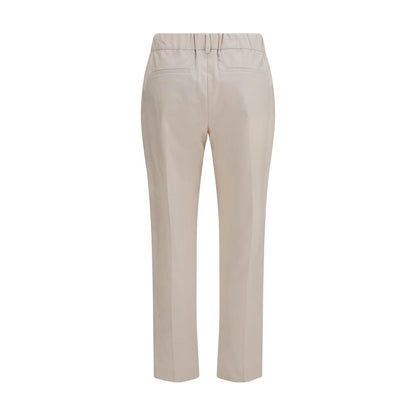 Brunello Cucinelli Beige Cotton Trousers for Women
