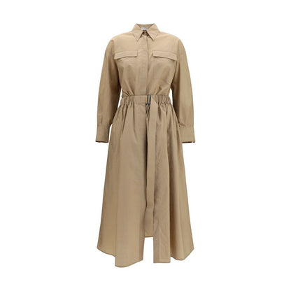 Brunello Cucinelli Beige Cotton Trench Shirt Dress