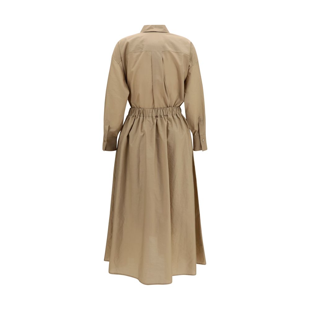 Brunello Cucinelli Beige Cotton Trench Shirt Dress