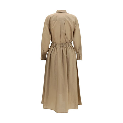 Brunello Cucinelli Beige Cotton Trench Shirt Dress