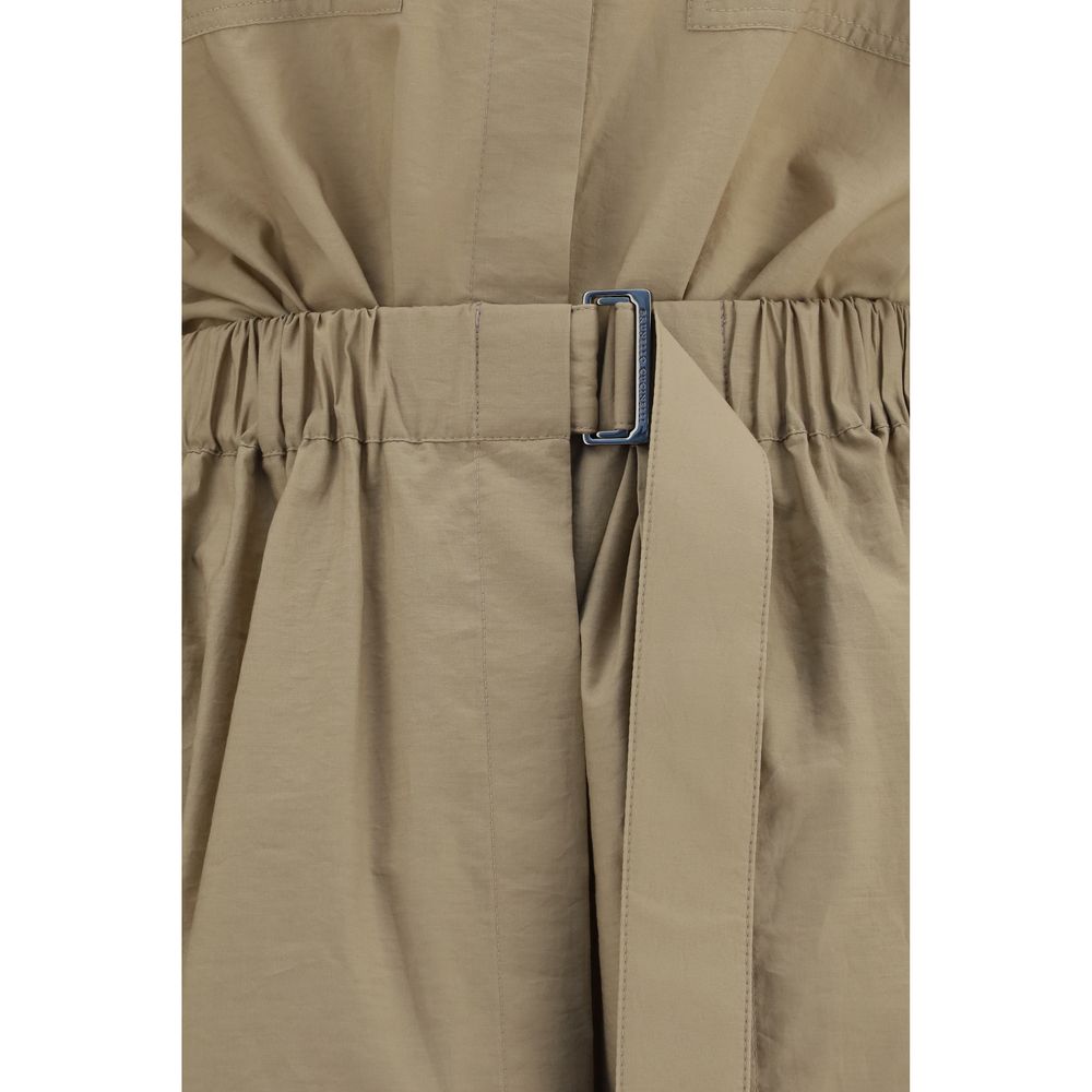 Brunello Cucinelli Beige Cotton Trench Shirt Dress