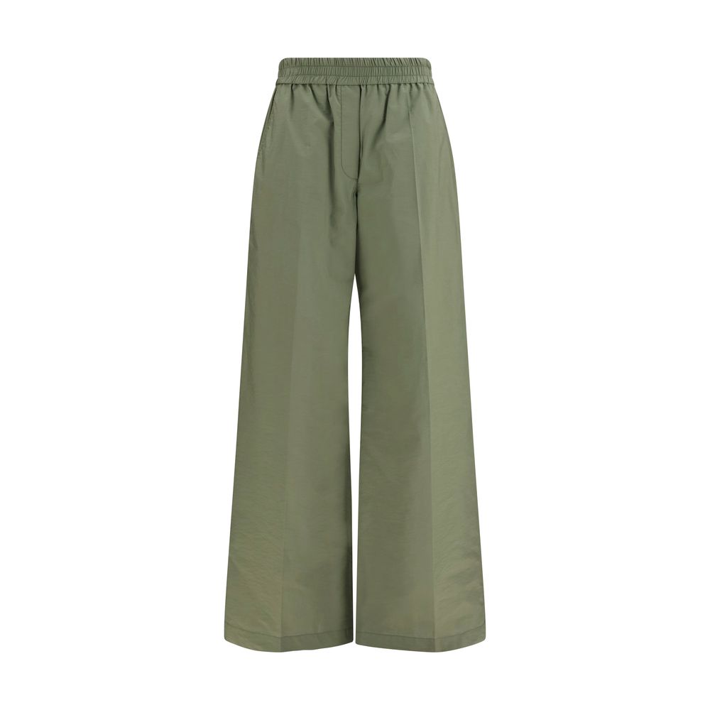 Brunello Cucinelli Green Wide Leg Elasticated Trousers for Women