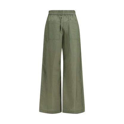 Brunello Cucinelli Green Wide Leg Elasticated Trousers for Women