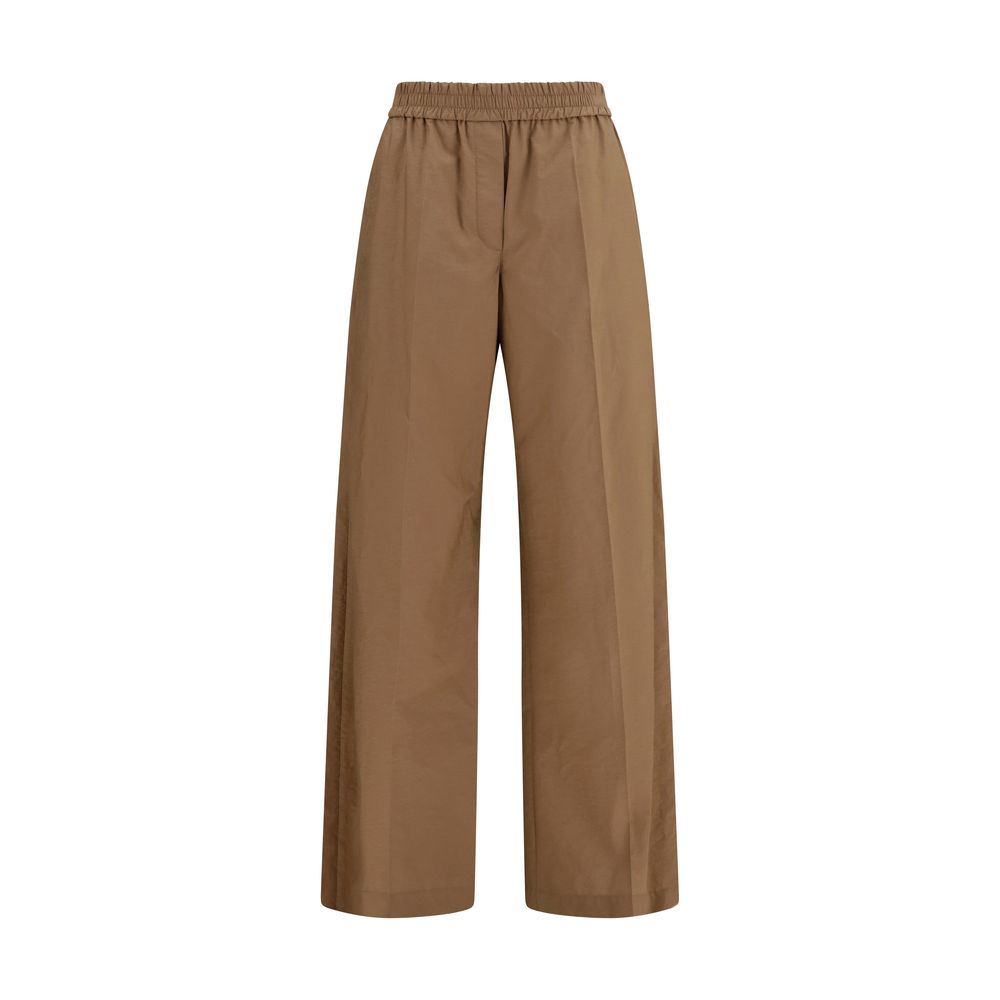 Brunello Cucinelli Brown Cotton Elasticated Waist Trousers for Women