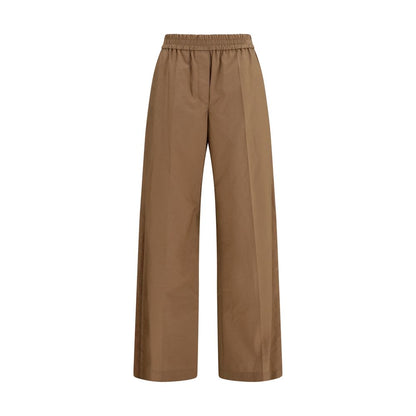 Brunello Cucinelli Brown Cotton Elasticated Waist Trousers for Women