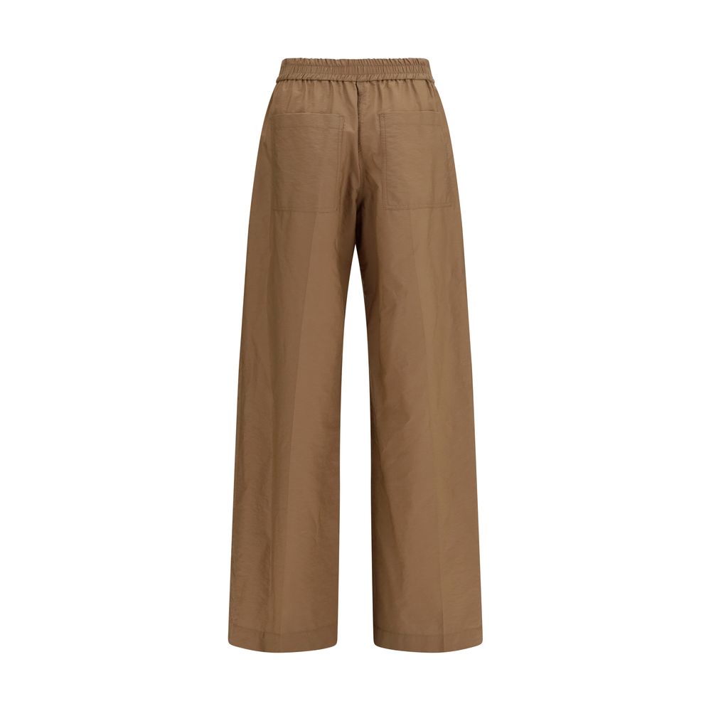 Brunello Cucinelli Brown Cotton Elasticated Waist Trousers for Women
