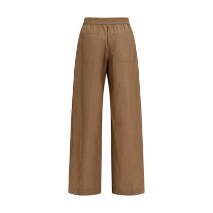 Brunello Cucinelli Brown Cotton Elasticated Waist Trousers for Women