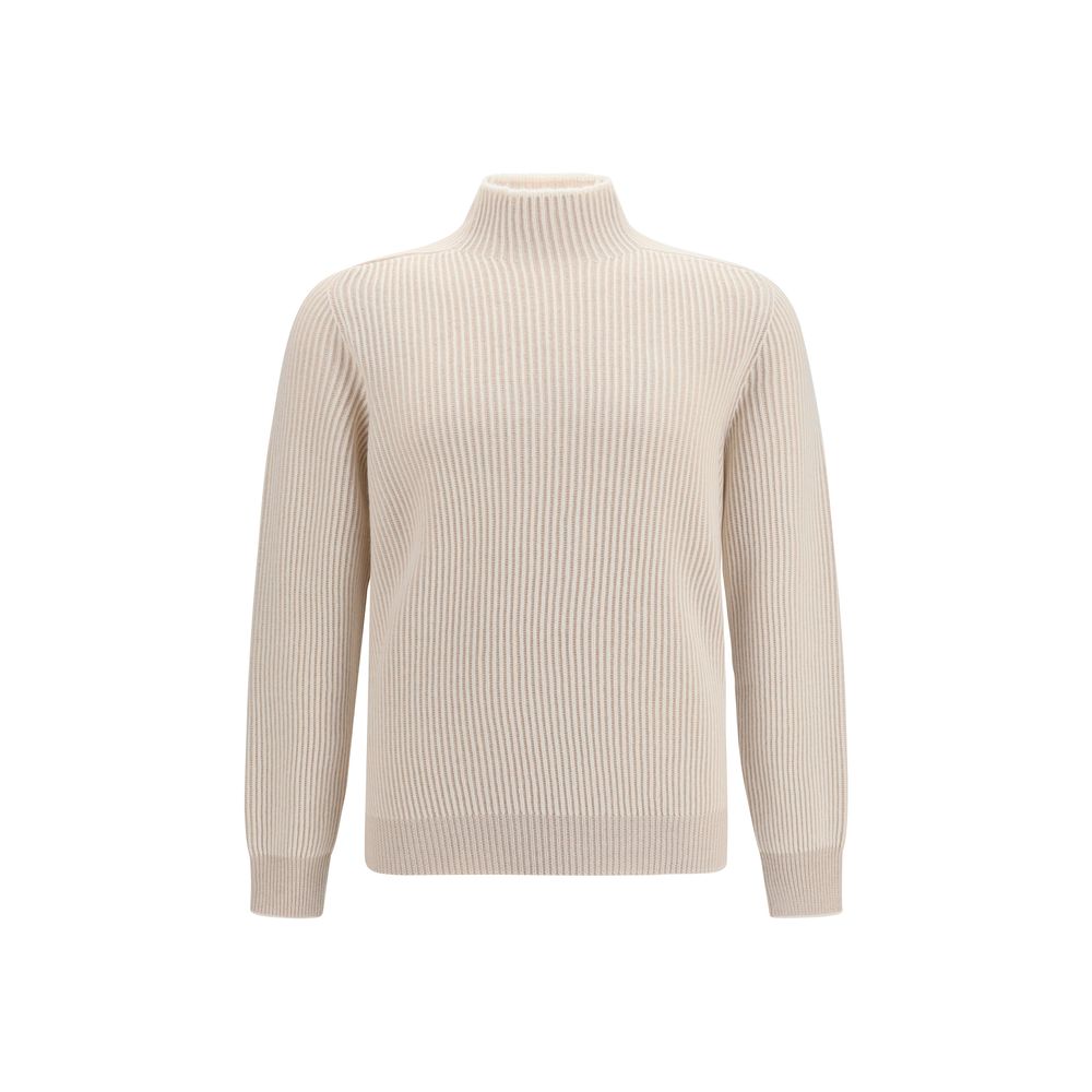 Brunello Cucinelli Beige Cashmere Turtleneck Jumper