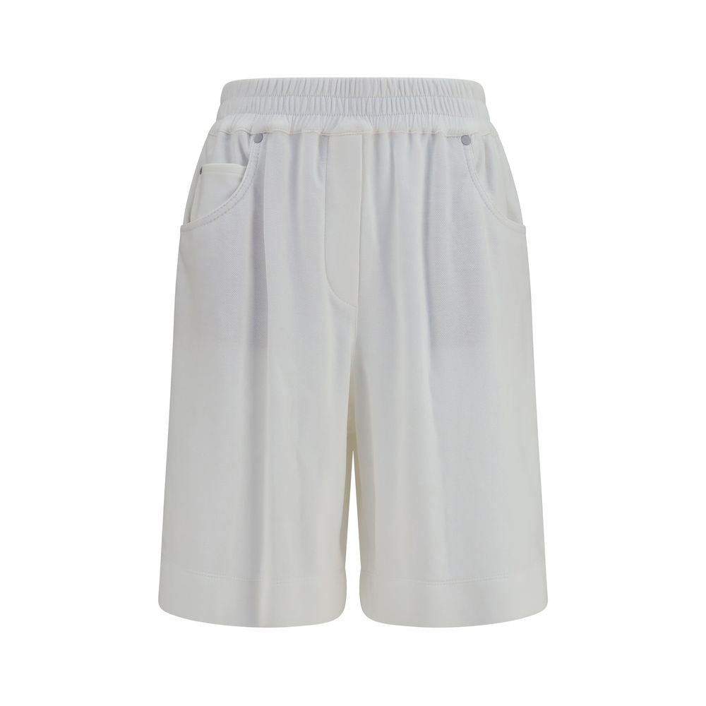 Brunello Cucinelli White Cotton Piqué Shorts for Women