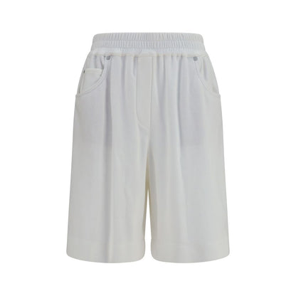 Brunello Cucinelli White Cotton Piqué Shorts for Women