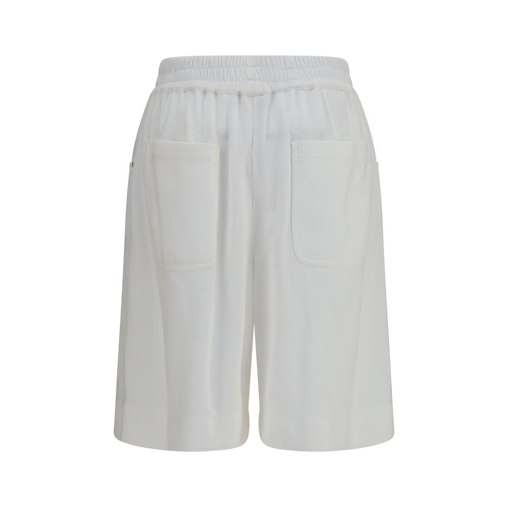 Brunello Cucinelli White Cotton Piqué Shorts for Women