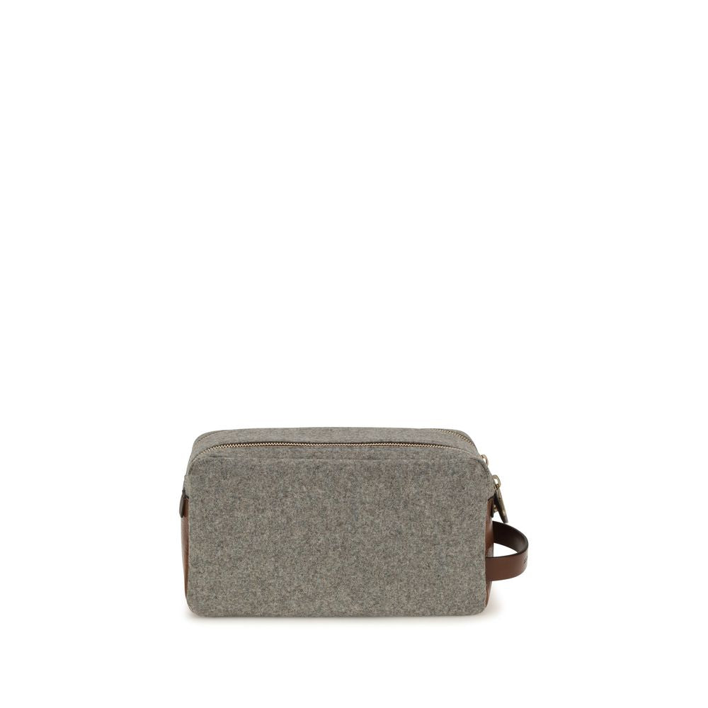 Brunello Cucinelli Gray Wool Beauty Case