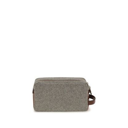 Brunello Cucinelli Gray Wool Beauty Case