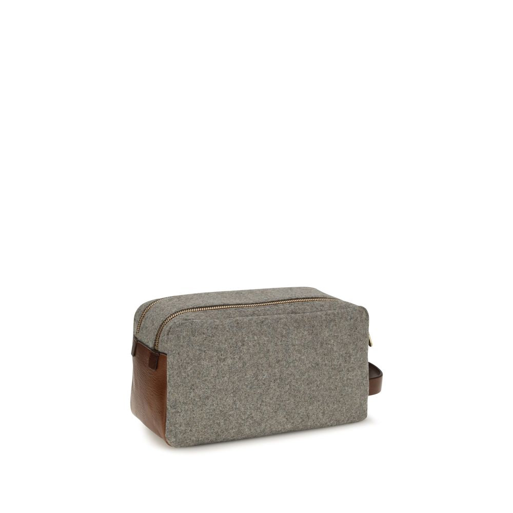 Brunello Cucinelli Gray Wool Beauty Case