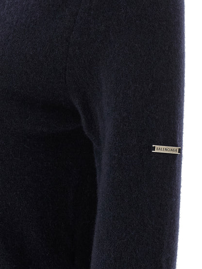 Balenciaga Blue Cashmere Standard Turtleneck Cardigan