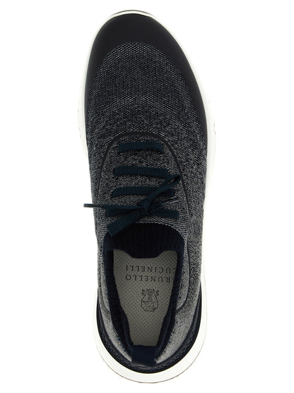 Brunello Cucinelli Blue Cotton Athletic Sneakers