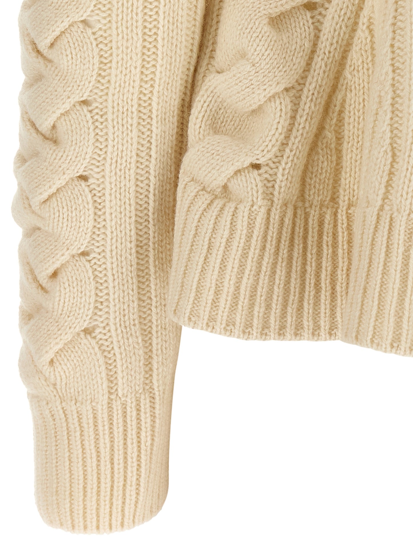 Alexander McQueen Beige Peplum Cable Wool Cardigan
