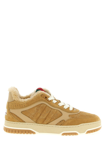 Gucci Beige Calfskin ‘Re-Web’ Athletic Sneakers