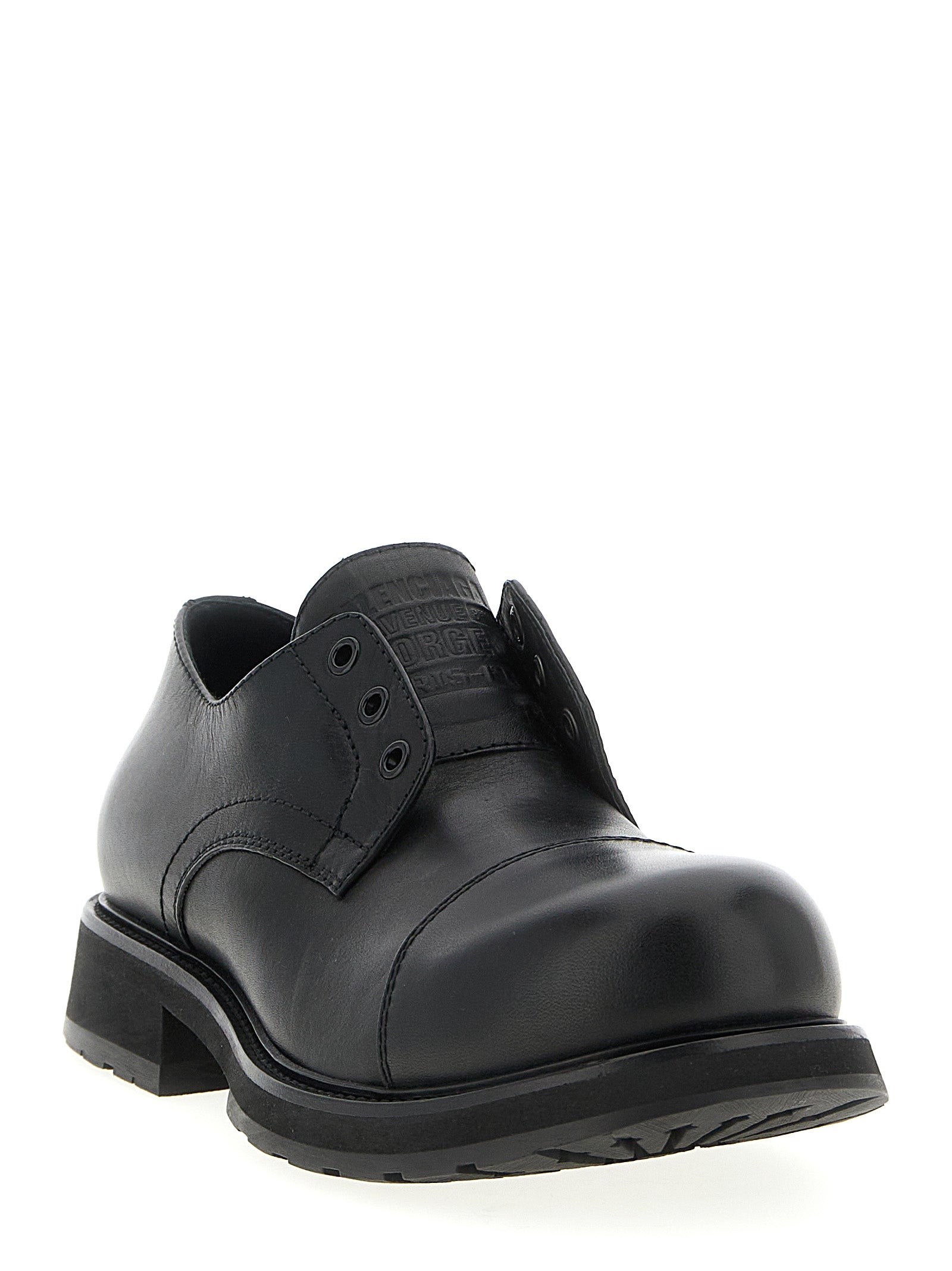 Balenciaga Derby Truck Black Bull Skin Slip-On Loafers