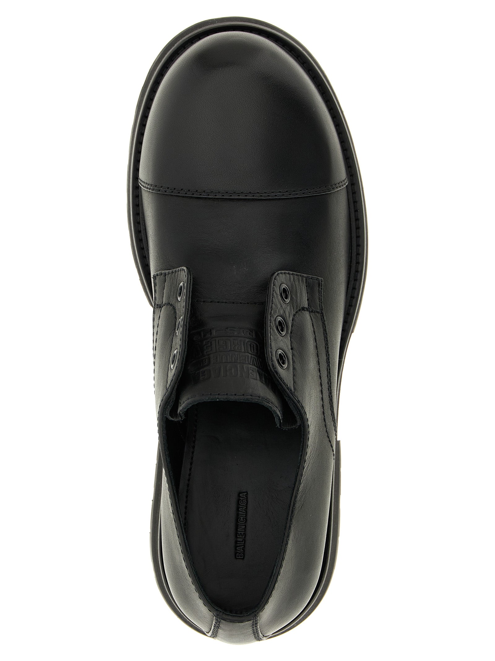Balenciaga Derby Truck Black Bull Skin Slip-On Loafers
