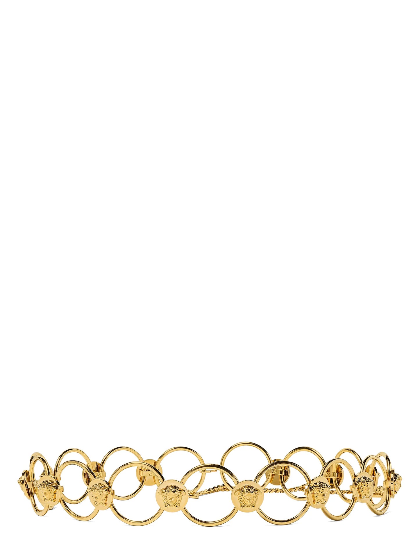 Versace Gold Brass Metal Ring Belt with La Medusa Details