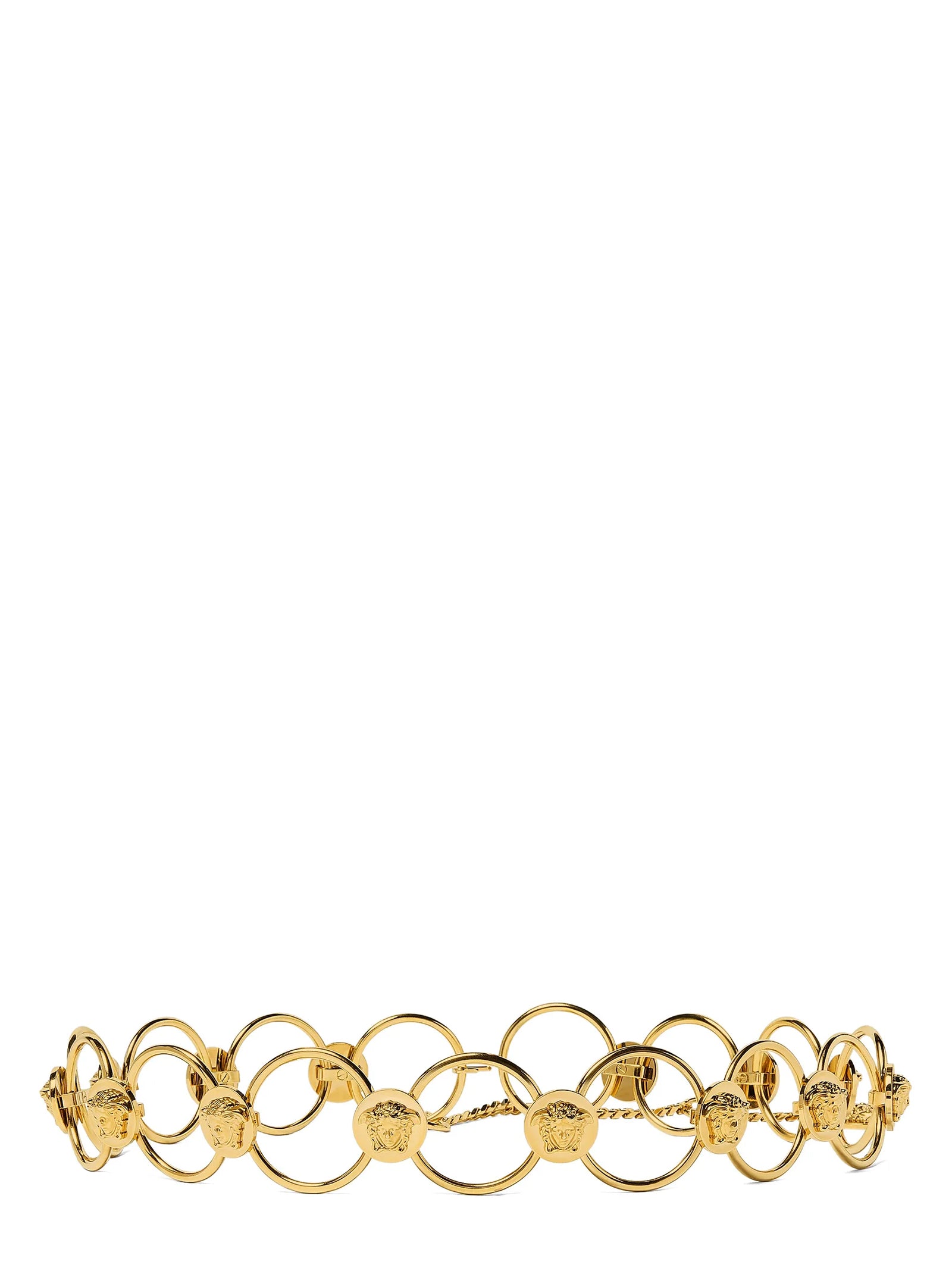 Versace Gold Brass Metal Ring Belt with La Medusa Details