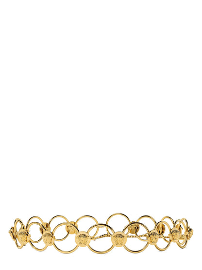 Versace Gold Brass Metal Ring Belt with La Medusa Details