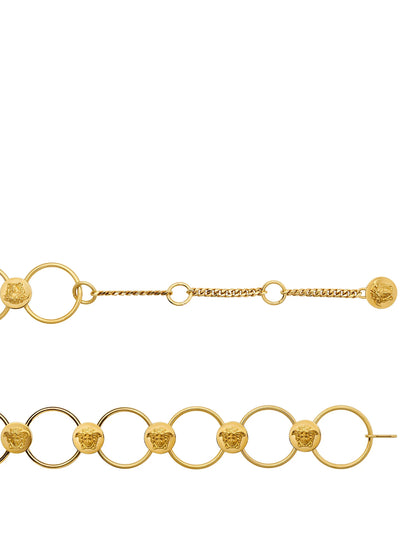 Versace Gold Brass Metal Ring Belt with La Medusa Details