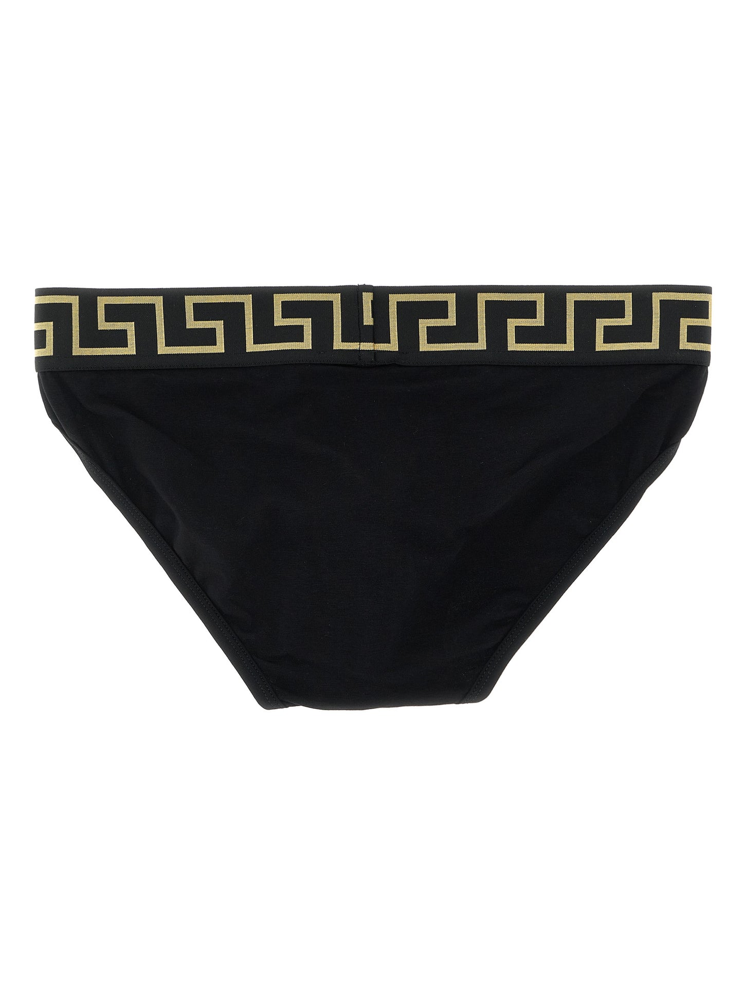 Versace Black Greca Stretch Cotton Briefs - 2-Pack Set