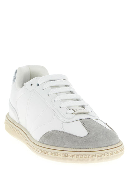 Versace Greca Court White Calfskin Low Top Sneakers