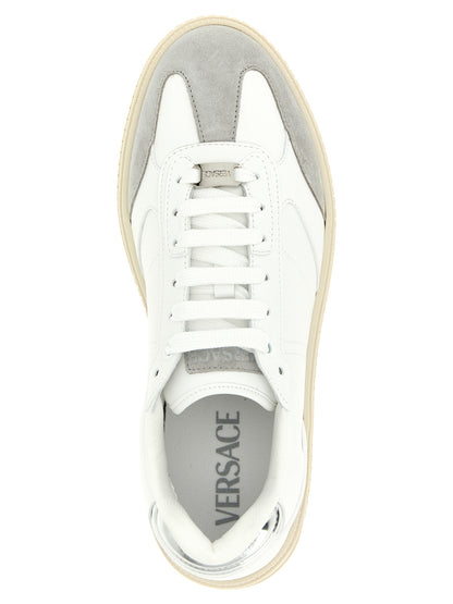 Versace Greca Court White Calfskin Low Top Sneakers