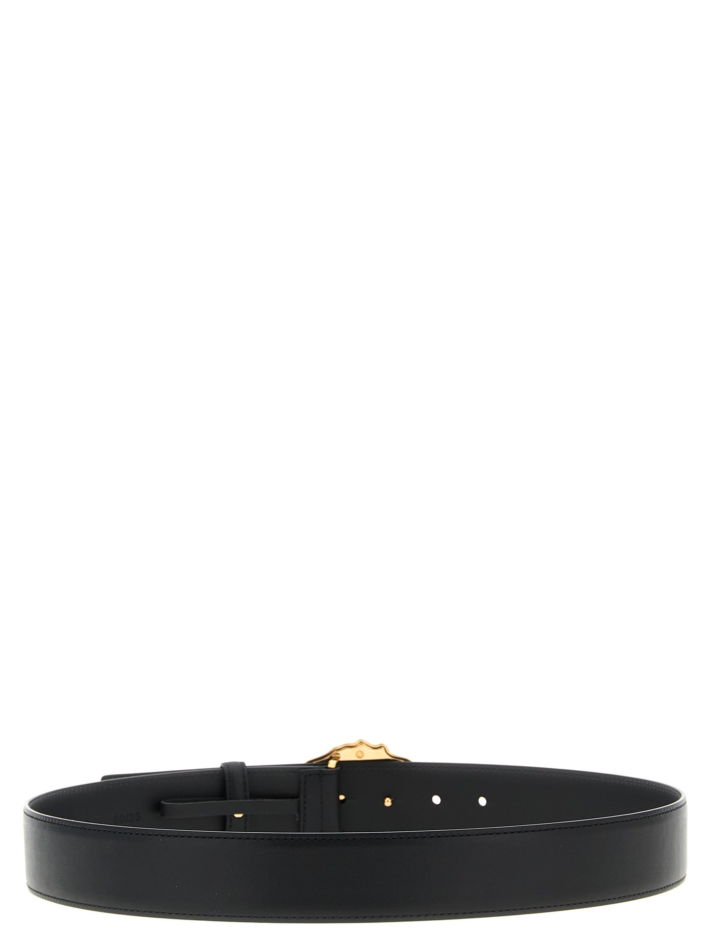 Versace Black Calfskin Leather Regular Belt with Gold Medusa Buckle