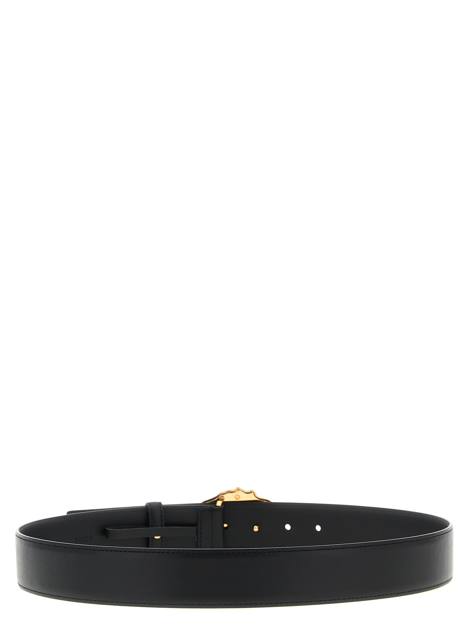 Versace Black Calfskin Leather Regular Belt with Gold Medusa Buckle