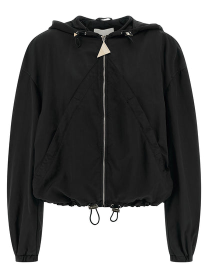 The Attico Black Polyester Bomber Jacket