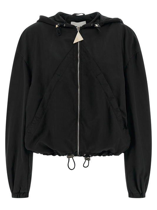 The Attico Black Polyester Bomber Jacket