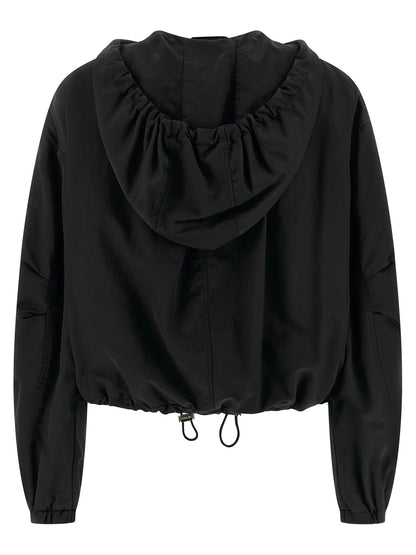 The Attico Black Polyester Bomber Jacket