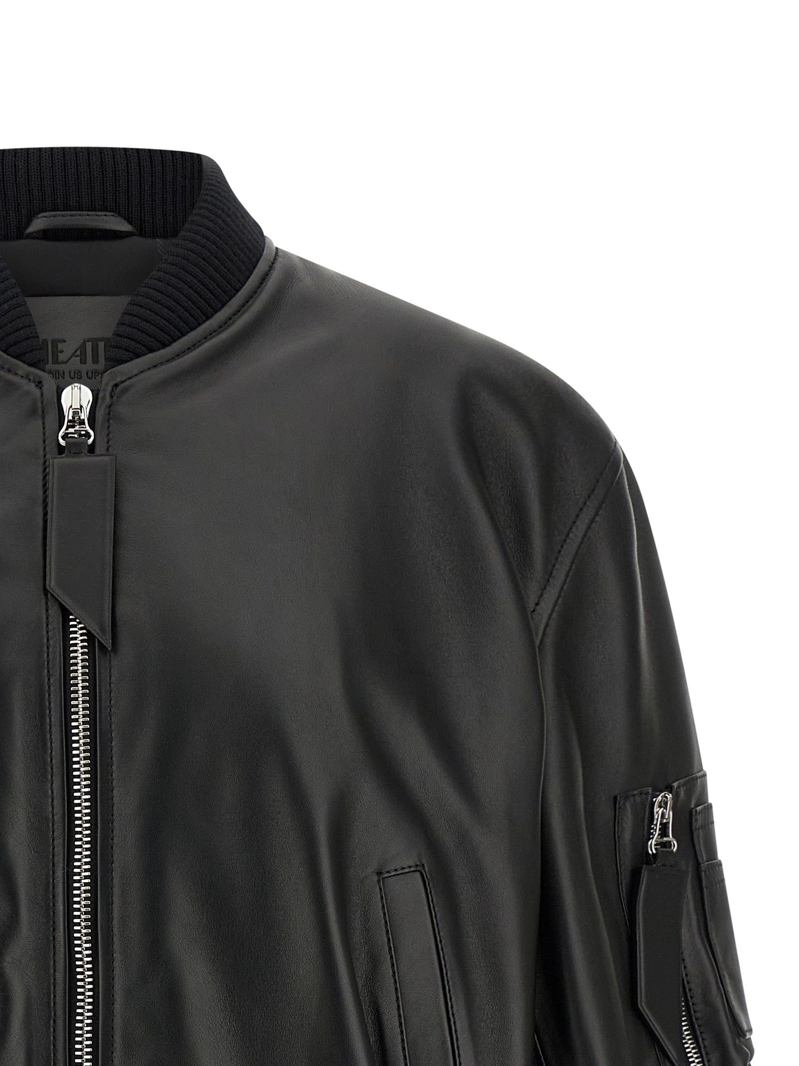 The Attico Black Lamb Leather Bomber Jacket