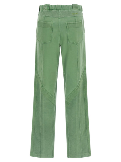 The Attico Bicolor Cotton Casual Pants - Green
