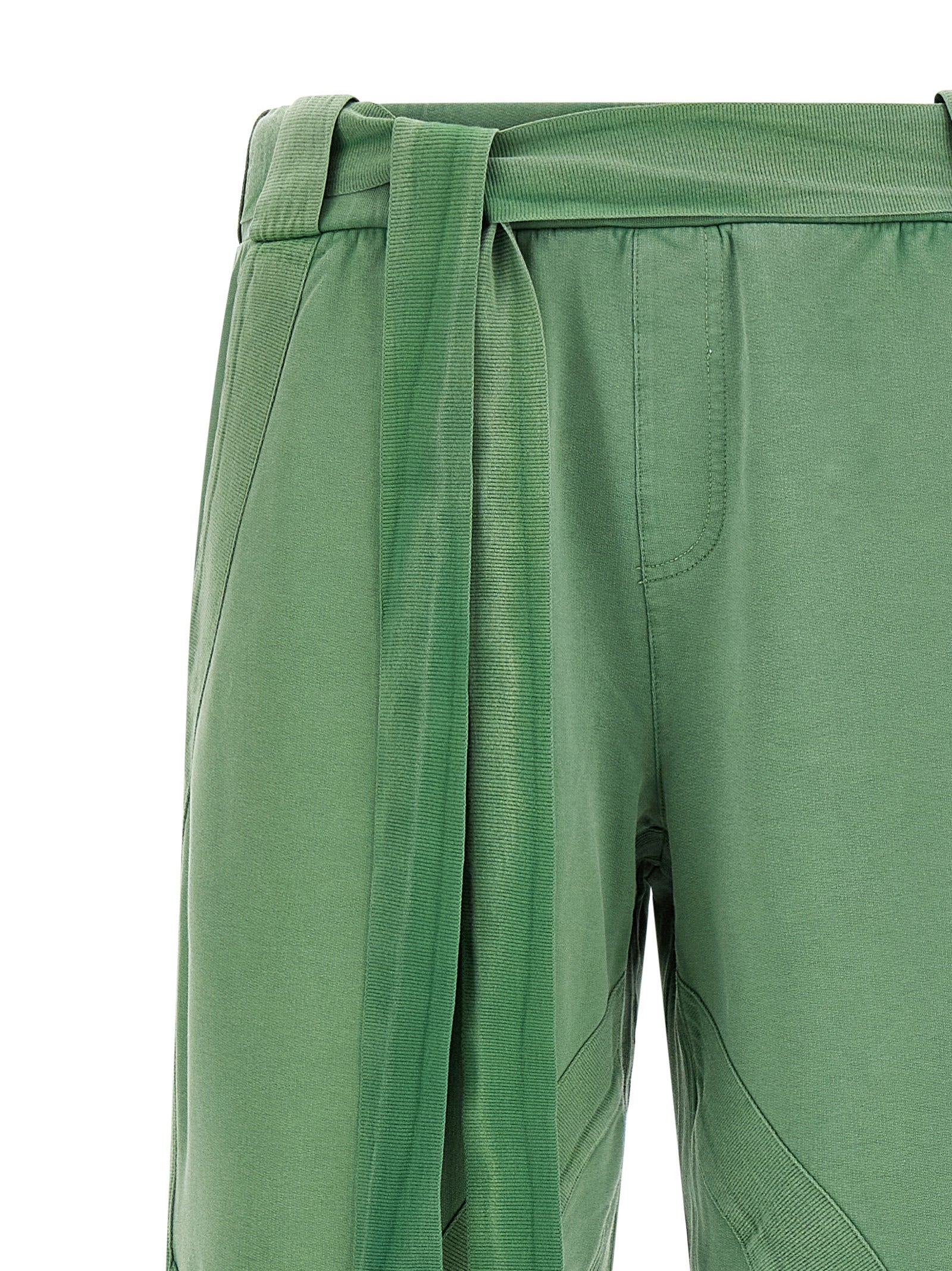 The Attico Bicolor Cotton Casual Pants - Green